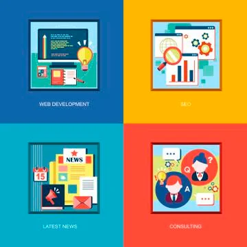 Set of flat design concept icons Stock Illustration