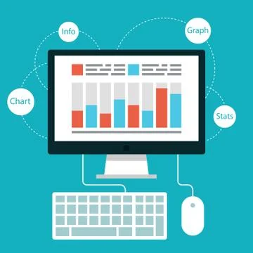 Set of flat design concept icons for SEO Stock Illustration