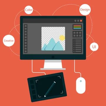 Set of flat design concept icons for design Stock Illustration