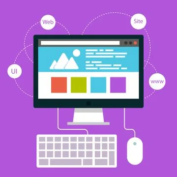 Set of flat design concept icons for website Stock Illustration