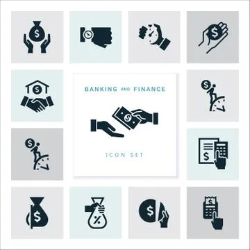 Set of flat design concept icons for finance, banking, business, payment, and Stock Illustration