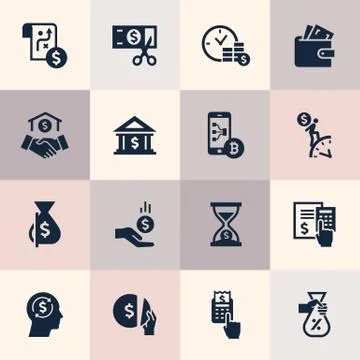 Set of flat design concept icons for finance, banking, business, payment, and Stock Illustration
