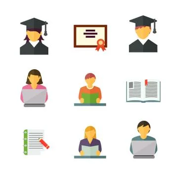 Set of flat design concept icons for web and mobile services and apps. Icons Stock Illustration