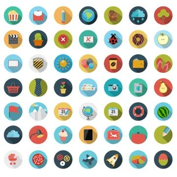 Set of Flat Design Concept Vector Illustration With Long Shadow. 스톡 일러스트