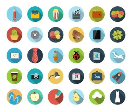 Set of Flat Design Concept Vector Illustration With Long Shadow. 스톡 일러스트