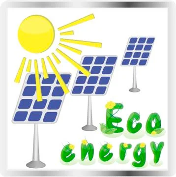Set of flat design concepts - green energy. Solar panels Stock Illustration