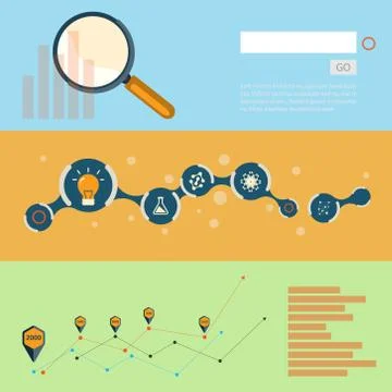 Set of flat design concepts for web and printing Stock Illustration