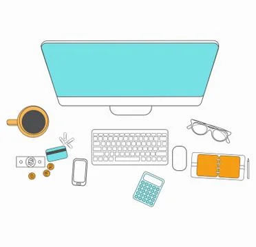 Set of flat design for desktop. Line icons flat design elements. Modern vector 스톡 일러스트