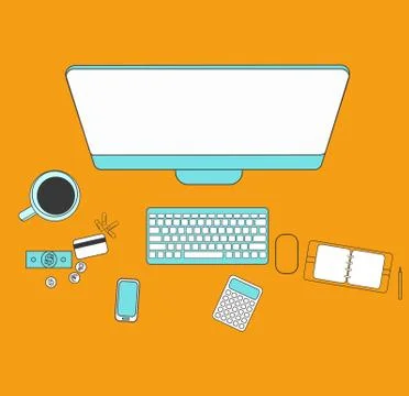 Set of flat design for desktop. Line icons flat design elements. Modern vector 스톡 일러스트