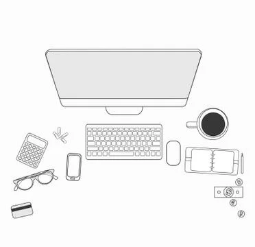 Set of flat design for desktop. Line icons flat design elements. Modern vecto イラスト素材