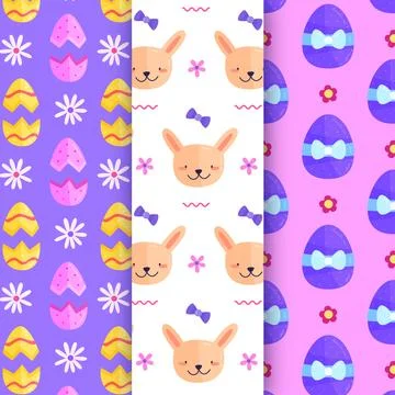 Set of flat design easter day patterns Illustrazione stock