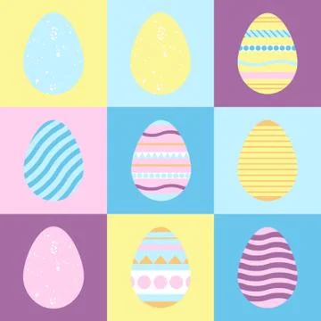 Set of flat design easter eggs. Stock Illustration