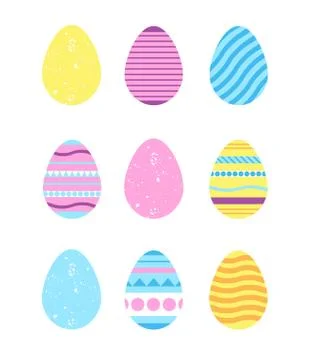 Set of flat design easter eggs. Illustrazione stock