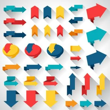 Set of flat design elements arrows and banners 스톡 일러스트