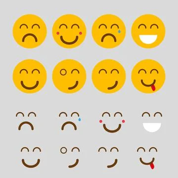 Set of flat design emoticons. isolated on white background. Vector Stock Illustration