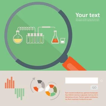 Set of flat design icon for experiment Stock Illustration