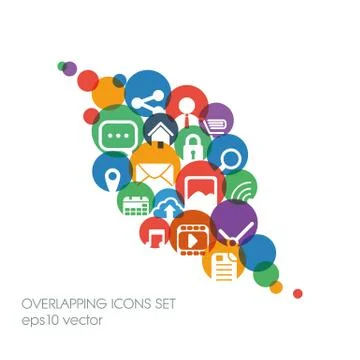 Set of flat design icons for graphic user interface on websites, applications Stock Illustration