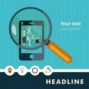 Set of flat design icons for smartphone Stock Illustration