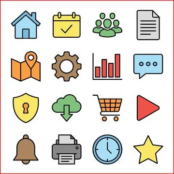 Set of Flat Design Icons for Web and Mobile Applications. 스톡 일러스트