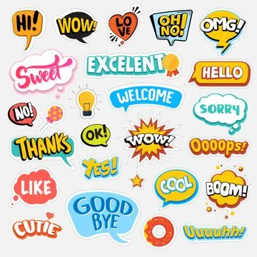 Set of flat design social network stickers Stock Illustration