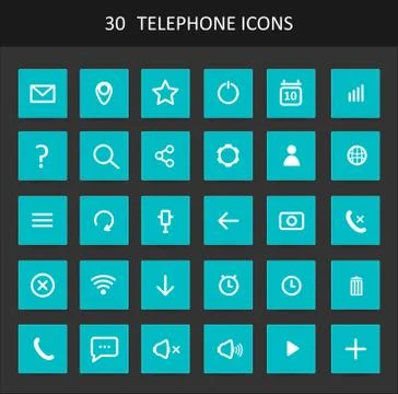 Set Of Flat Design Telephone Buttons And Icons Stock Illustration