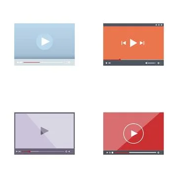 Set of flat design video player interfaces Illustrazione stock