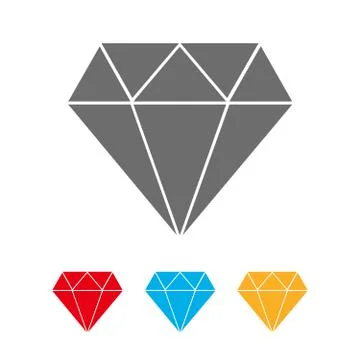 Set of flat diamond icons. Vector illustration. Stock Illustration