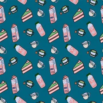 A set of flat drawn summer illustrations. Design elements for food, accessories Stock Illustration