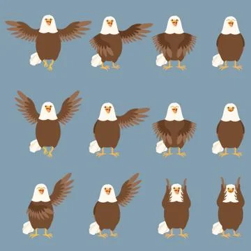 Set of flat eagle icons Illustrazione stock