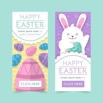 Set of flat easter day banners Stock Illustration
