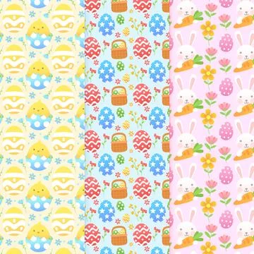 Set of flat easter day patterns Illustrazione stock