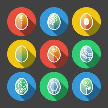 Set of Flat Easter Eggs Icons Stock Illustration
