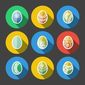 Set of Flat Easter Eggs Icons Illustrazione stock