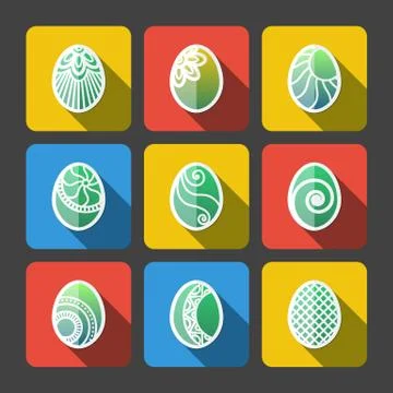 Set of Flat Easter Eggs Icons Illustrazione stock