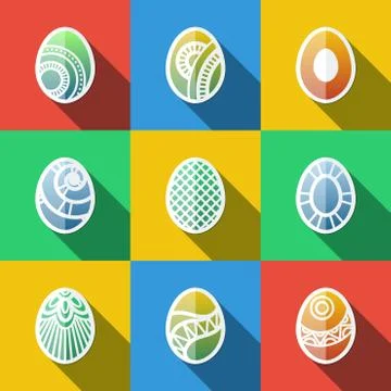Set of Flat Easter Eggs Icons Stockillustratie