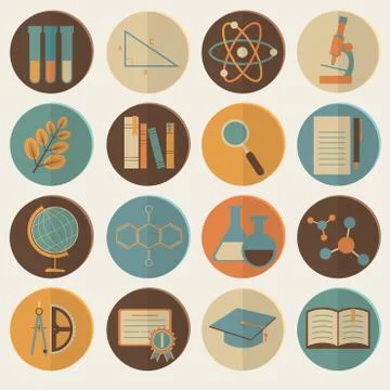 Set of flat education icons for design Stock Illustration