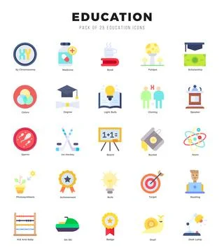 Set of Flat Education Icons. Flat art icon. Vector illustration Stock Illustration
