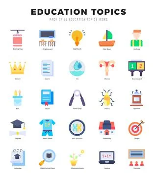 Set of Flat Education Topics Icons. Flat art icon. Vector illustration Stock Illustration