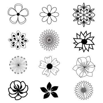 Set of flat flower icons Stock Illustration