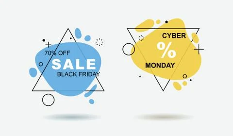 Set of flat geometric shape with outline in memphis design style. Vivid trans Stock Illustration