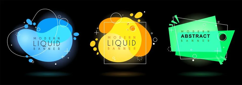 Set of flat geometric shape with outline in memphis design style. Vivid trans Stock Illustration