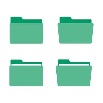 Set of flat green folder icons. Various folder symbols. Stock-Illustration