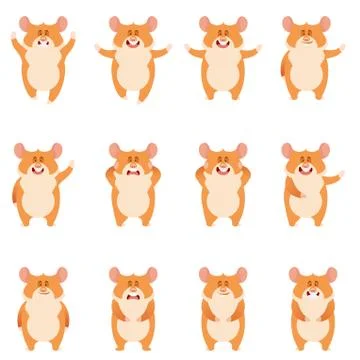 Set of flat hamster icons Stock Illustration