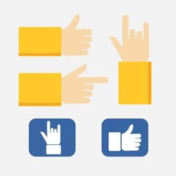 Set of flat hand icons. Stock Illustration