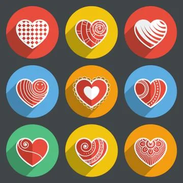 Set of Flat Heart Icons Stock Illustration