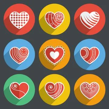 Set of Flat Heart Icons Stock Illustration