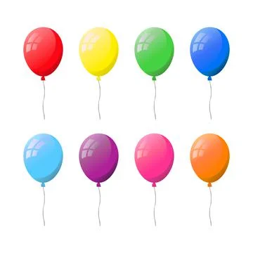 Set of flat helium balloons. Illustrazione stock