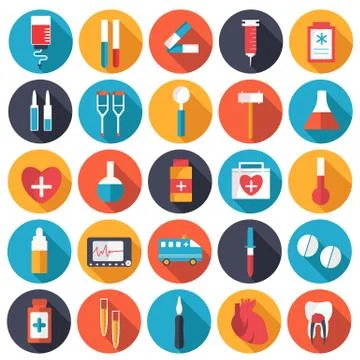 Set flat human organs icons illustration concept. Vector backgro Stock Illustration