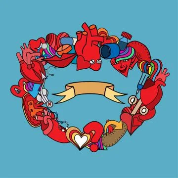 Set flat human organs icons illustration concept. Vector background design Illustrazione stock