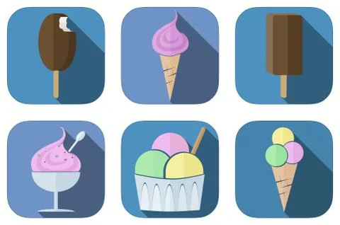 Set of flat icecream Illustrazione stock